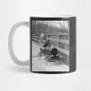 Little Girl Driving Pedal Car, 1922. Vintage Photo Mug